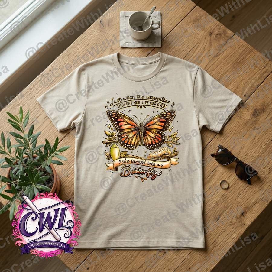She Turned into a Butterfly | Sublimation Design | Digital Art